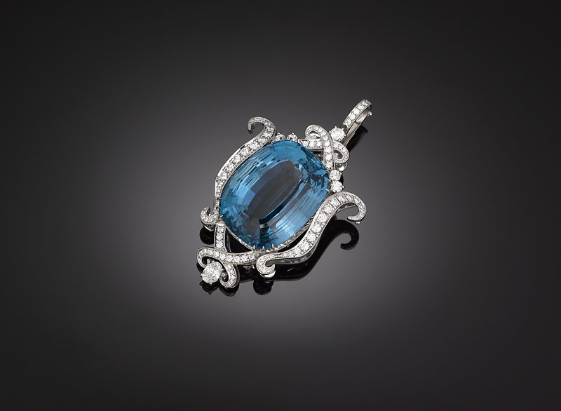 Aquamarine pendant, collection of M.S. Rau Antiques